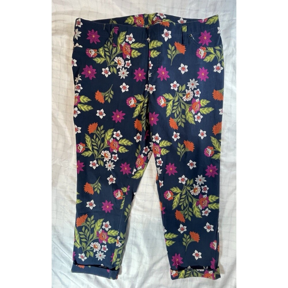 Time and Tru Women's Floral Ankle Pants - Size XL (16-18) - Navy Blue